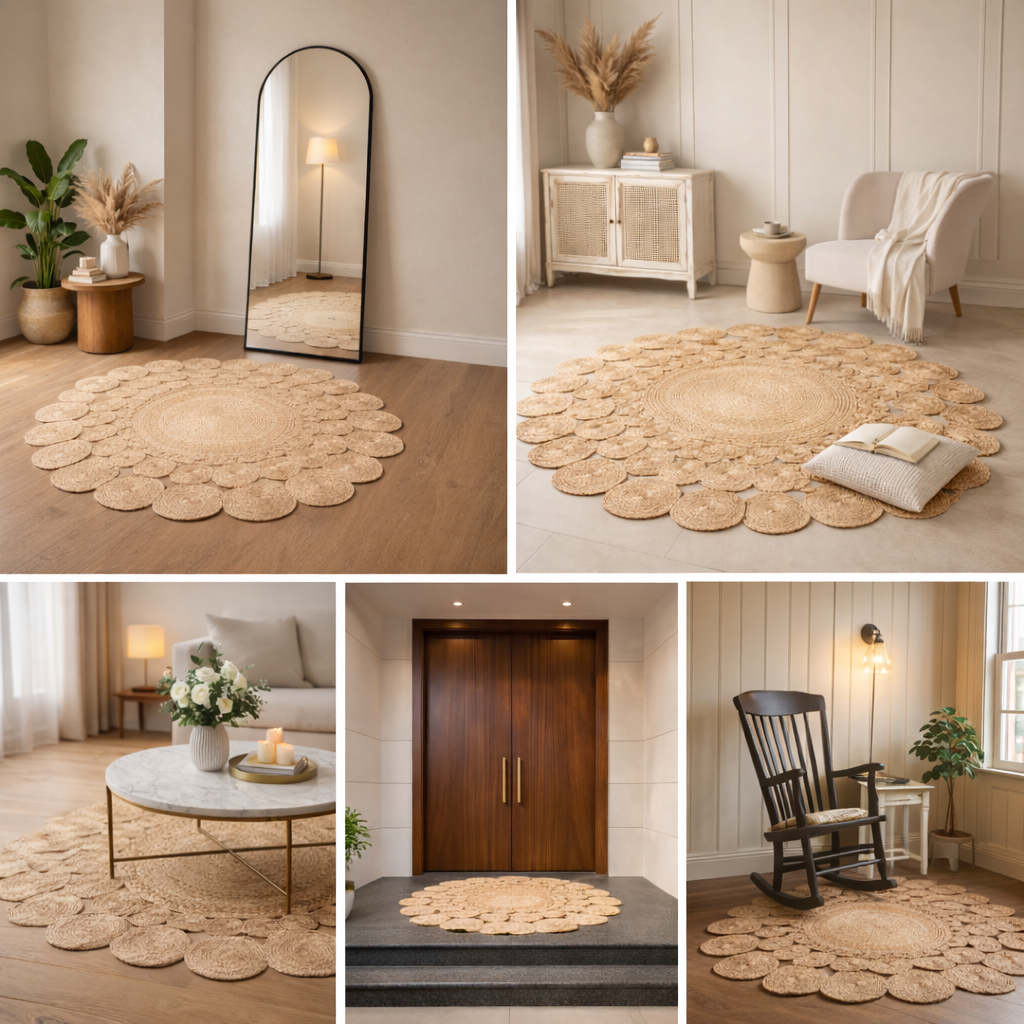 Zarié Vira Handwoven Jute Rug | Layered Weave Design