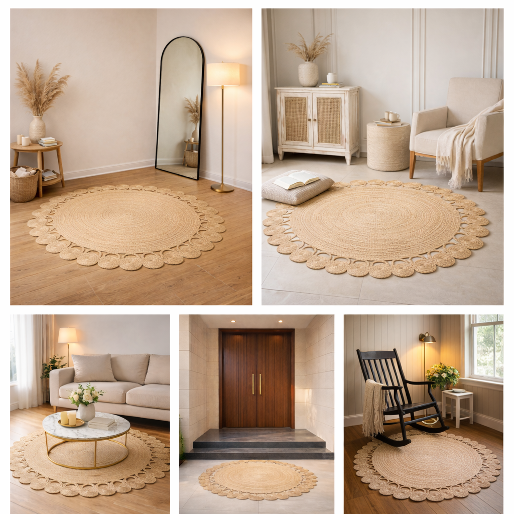 Zarié Meher Handwoven Jute Rug | Connected Weave Design