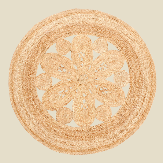 Zarié Tara Handwoven Jute Rug | Floral Weave Design