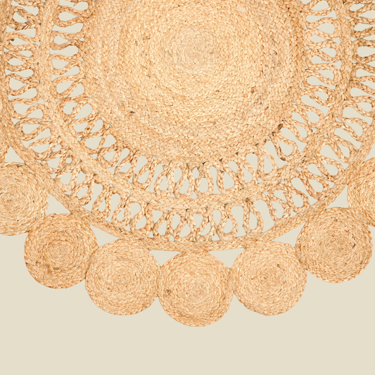 Zarié Aura Handwoven Jute Rug | Sculpted Edge Design