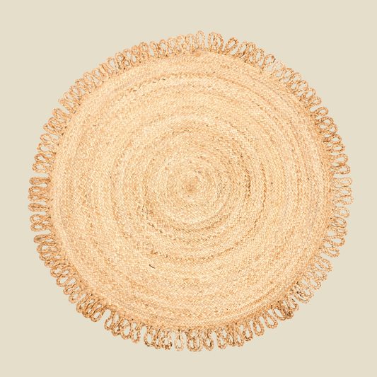 Zarié Aira Handwoven Jute Rug | Loop Edge Design