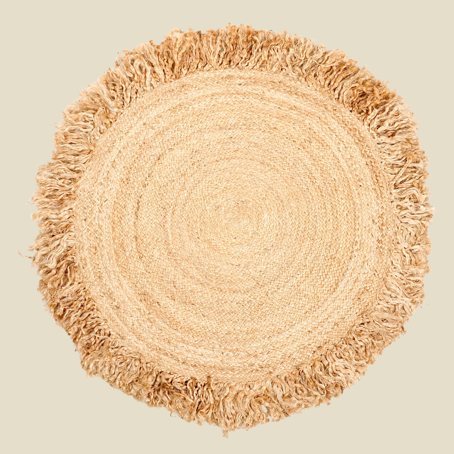 Zarié Saanjh Handwoven Jute Rug | Fringed Edge