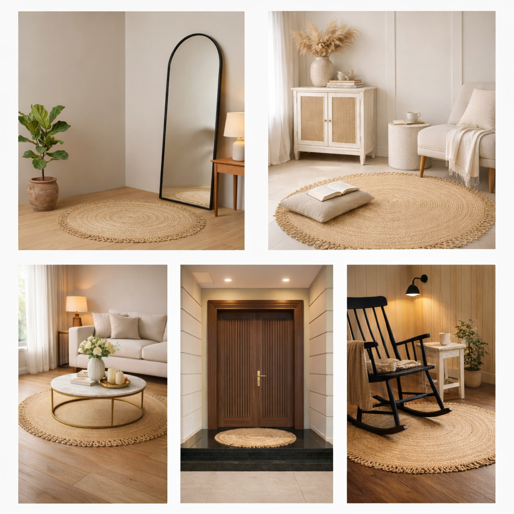 Zarié Aira Handwoven Jute Rug | Loop Edge Design