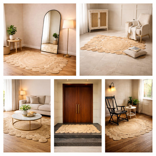 Zarié Veda Handwoven Jute Rug | Structured Weave Design