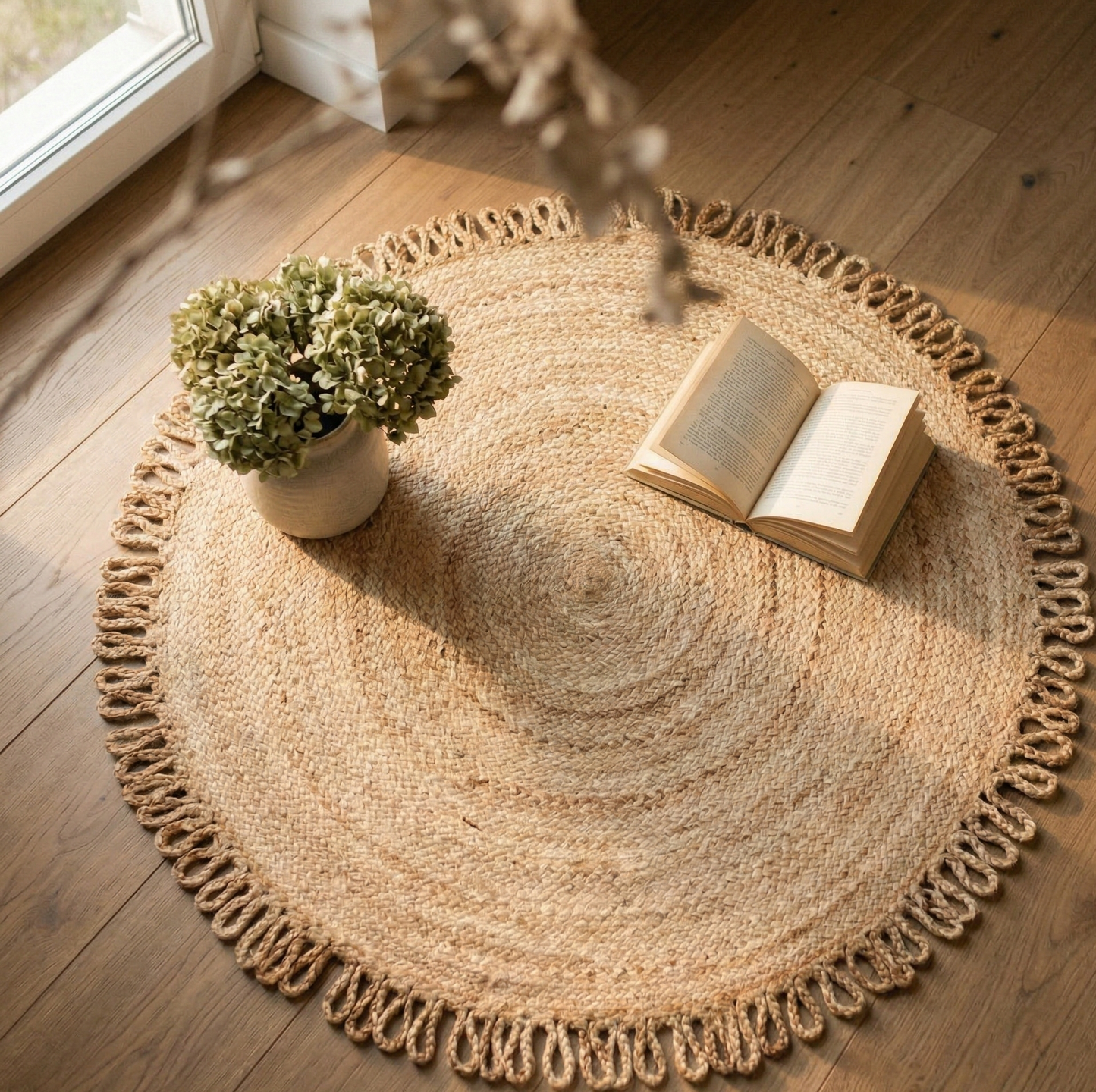 Zarié Aira Handwoven Jute Rug | Loop Edge Design